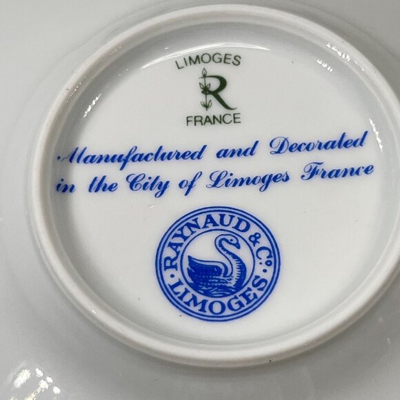 Limoges France Ceralene A Raynaud Vieux Chine Demitasse Cup Saucer Set Gold Trim - Picture 7 of 11